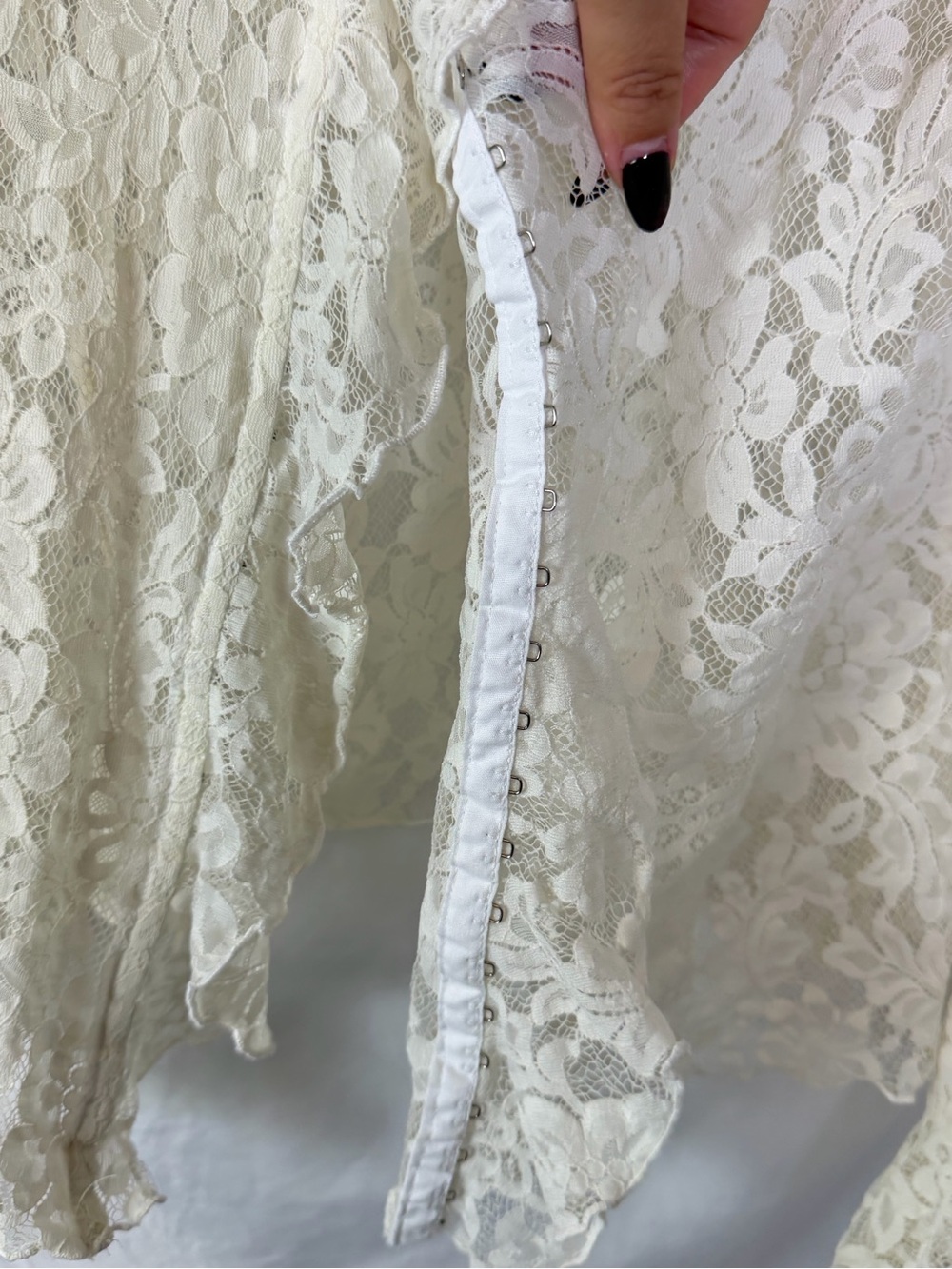 INC International Concepts Ivory Lace Tie-Front Blouse - Picture 3 of 7
